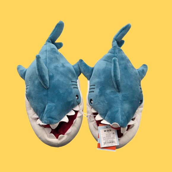 Cat & Jack Halloween Shark Slippers Teal Blue Kids Medium (2/3) New With Tags - Picture 8 of 8
